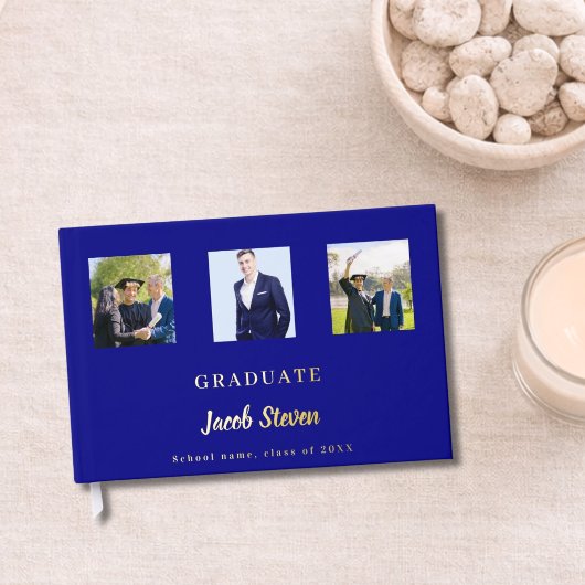 Marine bleu or nom script photo Graduation