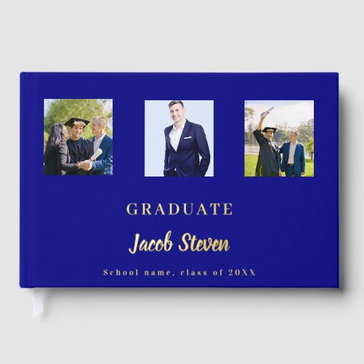 Marine bleu or nom script photo Graduation (Recto)