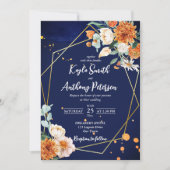 Marine bleu orange blanc roses invitation de maria (Devant)