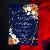 Marine bleu orange blanc roses invitation de maria