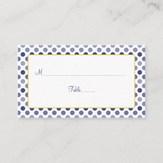 Marine bleu Polka Jaune Point Mariage Cartes de li (Devant)