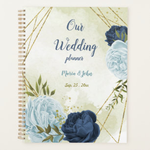 Marine & bleu poussiéreux fleurs mariage vert
