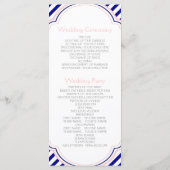 Marine bleu, programme de mariage nautique rose (Dos)