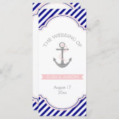 Marine bleu, programme de mariage nautique rose (Devant / Derrière)