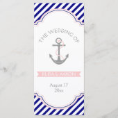 Marine bleu, programme de mariage nautique rose (Devant)