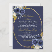 Marine bleu Quinceanera invitation en espagnol (Devant)