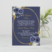 Marine bleu Quinceanera invitation en espagnol (Debout devant)