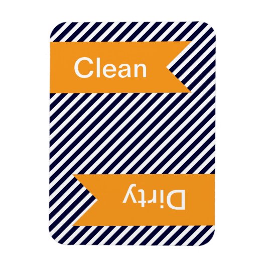 Marine Bleu rayé propre - Magnets de lave-vaissell (Vertical)