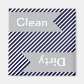 Marine Bleu rayé propre - Magnets de lave-vaissell (Devant)