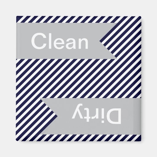 Marine Bleu rayé propre - Magnets de lave-vaissell (Devant)