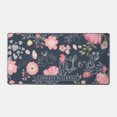 Marine bleu rose Floral Saint Valentin Mat avec no (Recto)