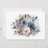 Marine Bleu rose rose Roses Mariage Merci Cartes (Dos)