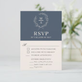 Marine Bleu Simple Élégant Monogramme RSVP avec Re (Debout devant)