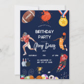 Marine bleu sport garçons Anniversaire Invitation (Devant)