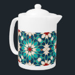 Marine Bleu Turquoise Blanc Marbre Rouge Marbre Ma<br><div class="desc">Marbre bleu marine,  turquoise,  blanc et rouge motif en mosaïque marocaine avec bordure en faux or.</div>