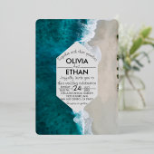 Marine bleu vagues côtier Mariage Foil Invitation (Debout devant)