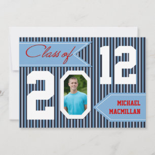 Marine Bleue, Denim Blanc Rouge Photo Invitation