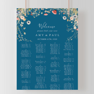 Marine Bliss Wildebloem Alfabetische Zitplaatskaar Poster
