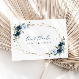 Marine Bloemen, Blauwe Bloemen, Boho, Bloemen brui Bedankkaart