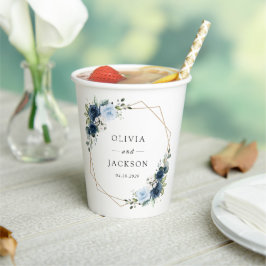 Marine Bloemen, Blauwe Bloemen, Boho, Bloemen brui Papieren Bekers
