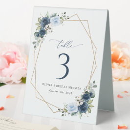 Marine bloemen, blauwe bloemen, Boho, tafelnummers