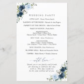 Marine Bloemen, Blauwe Bloemen, Boho, Trouwprogram (Achterkant)