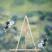 Marine Bloemen, Blauwe Bloemen, Boho, Trouwtijdlij Acryl Bord (Neutraal)