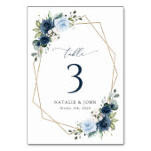 Marine bloemen, blauwe bloemen, bruiloft tafel num kaart (Voorkant)