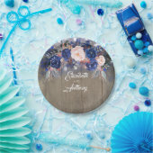 Marine Bloemen Rustieke Bruiloft Papieren Bordje (Feest)