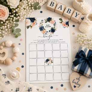 Marine Bloemige Baby Shower Bingo Spelkaart