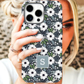 Marine Bloemige Monogram Case-Mate iPhone Case