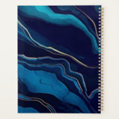 Marine Blue Agate Marbre Gold Nom et Monogramme (Dos)