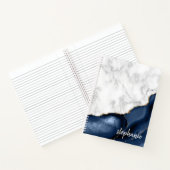 Marine Blue Agate Marbre Or Monogramme Carnet (Intérieur)