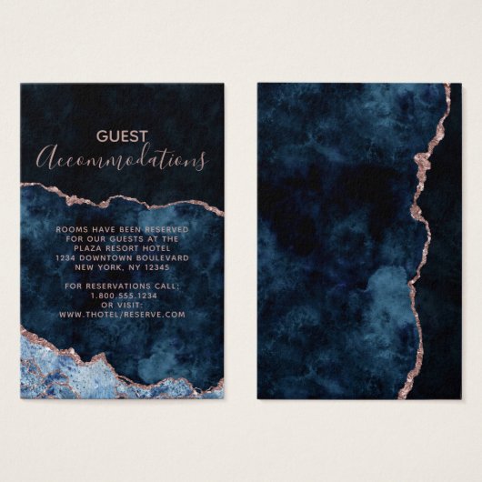 Marine Blue Agate Mariage Hébergements Insérer une (Devant & derrière)