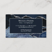 Marine Blue Agate Silver Carte de visite professio (Dos)