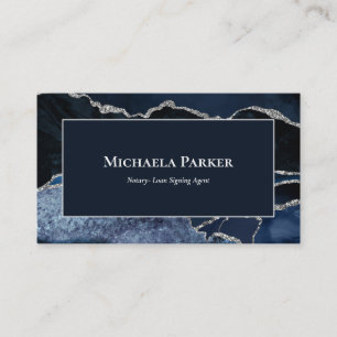 Marine Blue Agate Silver Carte de visite professio