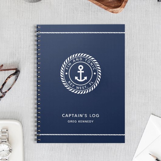 Marine Blue Ancre nautique Nom du bateau Journal d