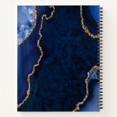Marine Blue and Gold Agate Mariage Livre d'or (Dos)