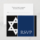 Marine Blue Black Star de David Bar Mitzvah RSVP (Devant / Derrière)