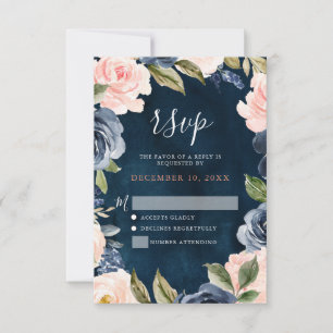 Marine Blue Blush Rose Rose Boho mariage RSVP