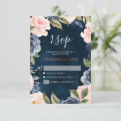 Marine Blue Blush Rose Rose Boho mariage RSVP (Debout devant)