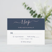 Marine Blue Blush Wedding Cartes RSVP Choix de rep (Debout devant)