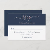 Marine Blue Blush Wedding Cartes RSVP Choix de rep (Devant / Derrière)