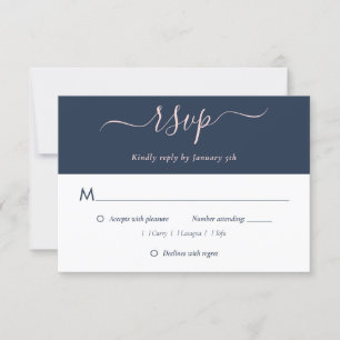 Marine Blue Blush Wedding Cartes RSVP Choix de rep