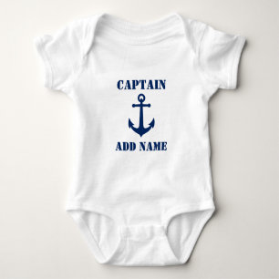 marine Blue Boat Anchor & Baby Name/Rank Romper
