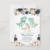 Marine Blue Boy Dinosaur Couple Douche Invitation (Devant)