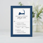 Marine Blue Cape Cod avec coeur | Menu Mariage RSV (Debout devant)