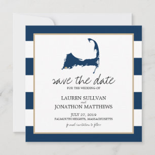 Marine Blue Cape Cod Carte Mariage Enregistrer la