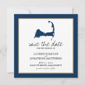 Marine Blue Cape Cod Carte Mariage Enregistrer la  (Devant)