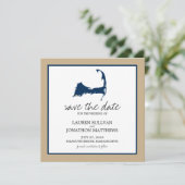 Marine Blue Cape Cod Carte Mariage Enregistrer la  (Debout devant)